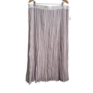 Roz & Ali Women Maxi Skirt 2X Blush Pink Crinkle Pleated Romantic Fairy Ethereal